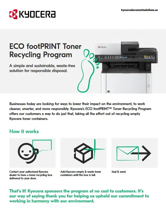 ECO FootPRINT, Kyocera, Enviroment, Premier Technology Group