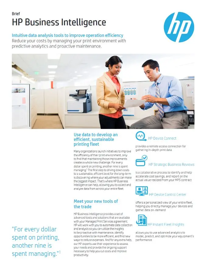 HP, Business Intelligence, Brochure, HP, Hewlett Packard, Premier Technology Group