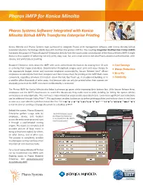 KM, Pharos, IMFP, Brochure, Konica-Minolta, Premier Technology Group
