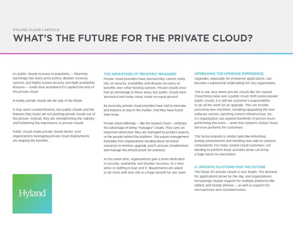 Private Cloud, Public Cloud, Hyland, Kyocera, Software, Document Management, Premier Technology Group