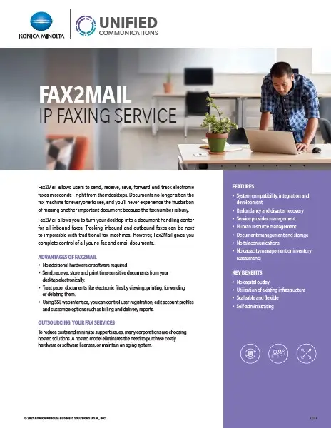 Unified Communications, FAX2MAIL, IP Faxing, Service, Konica Minolta, Premier Technology Group