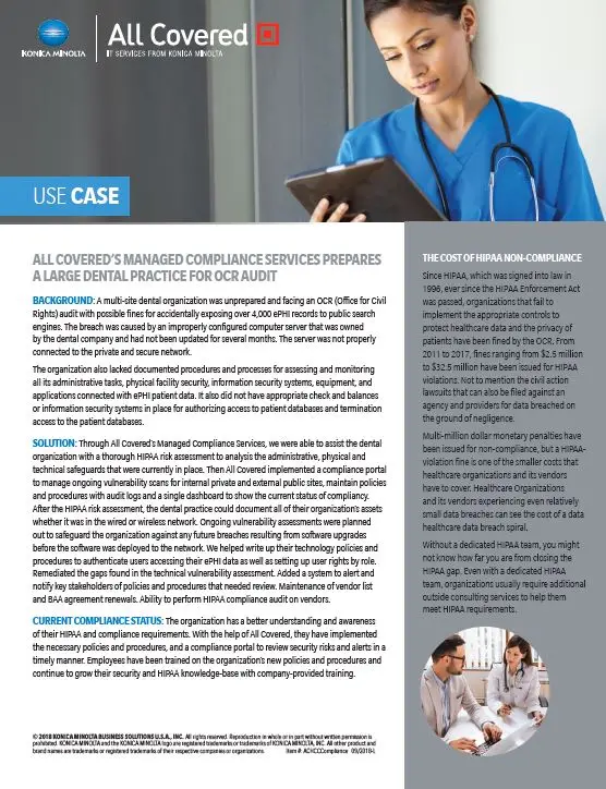 All Covered, HIPAA, Case Study, Konica-Minolta, Premier Technology Group