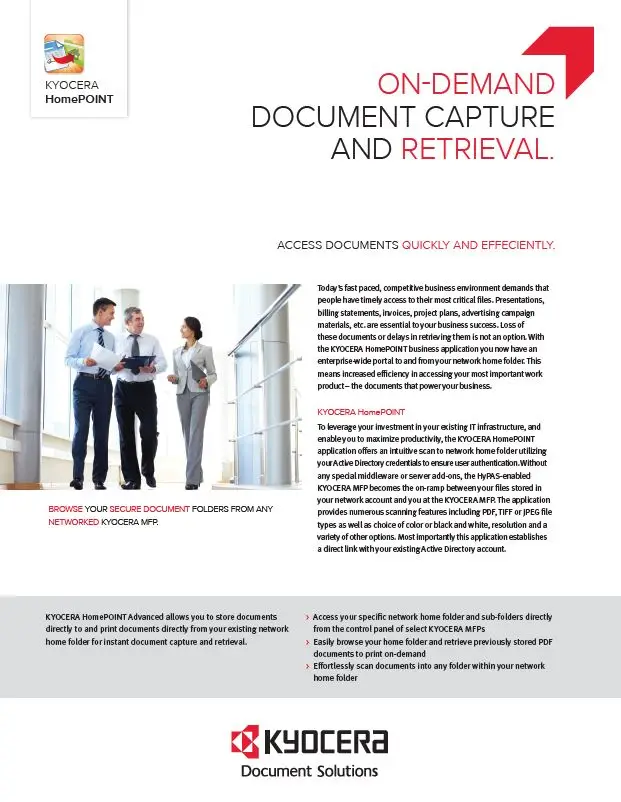 Kyocera, Software, Capture And Distribution, Homepoint Advanced, Premier Technology Group
