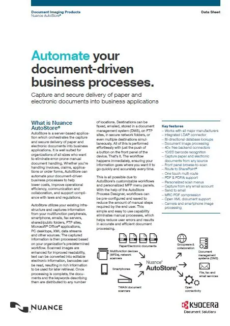 Kyocera, Software, Capture, Distribution, Nuance, Autostore, Premier Technology Group