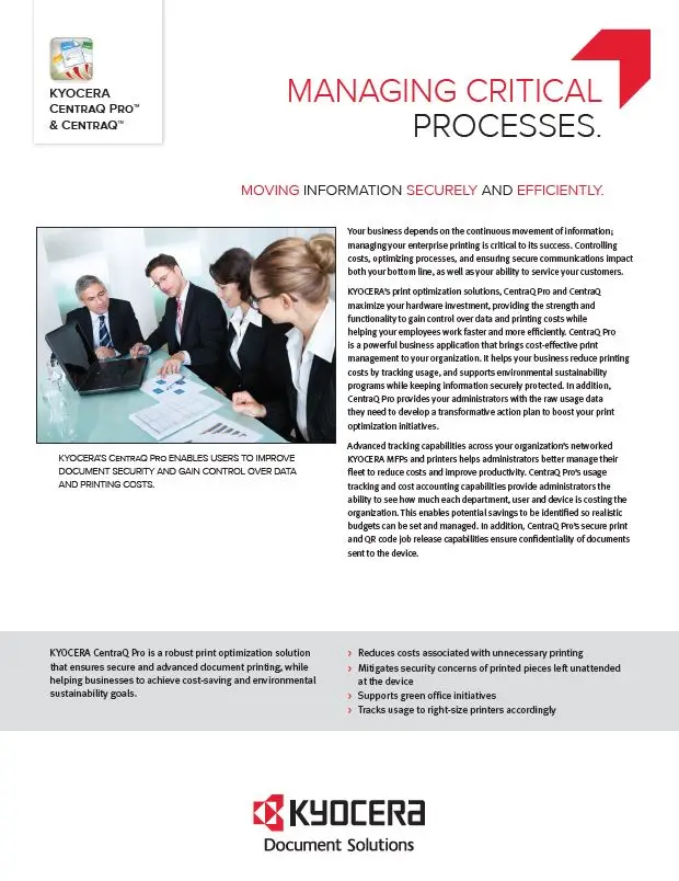 Kyocera, Software, Cost Control, Security Centraq Pro, Premier Technology Group