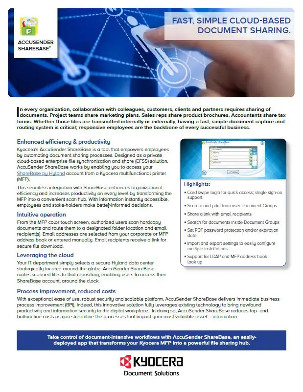 Kyocera, Software, Document Management, Accusender Sharebase, Premier Technology Group