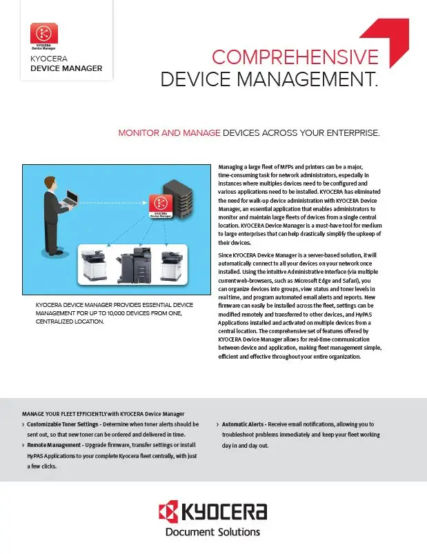 Kyocera, Software, Network Device Management, Kyocera, Device Manager, Premier Technology Group