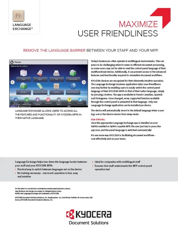 Kyocera, Software, Network Device Management, Language Exchange, Premier Technology Group