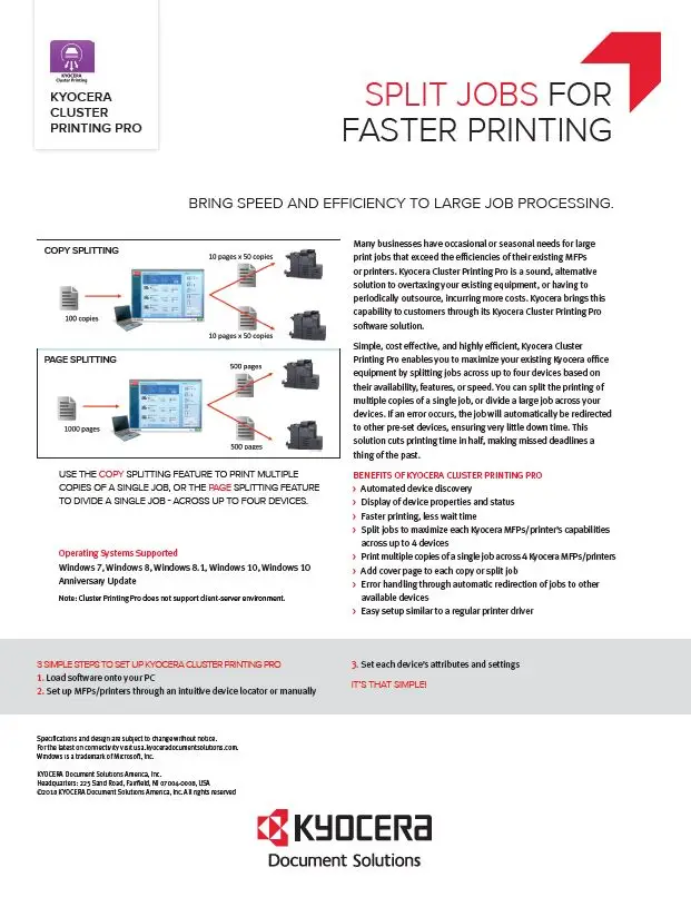 Kyocera, Software, Output Management, Kyocera Cluster Printing, Premier Technology Group