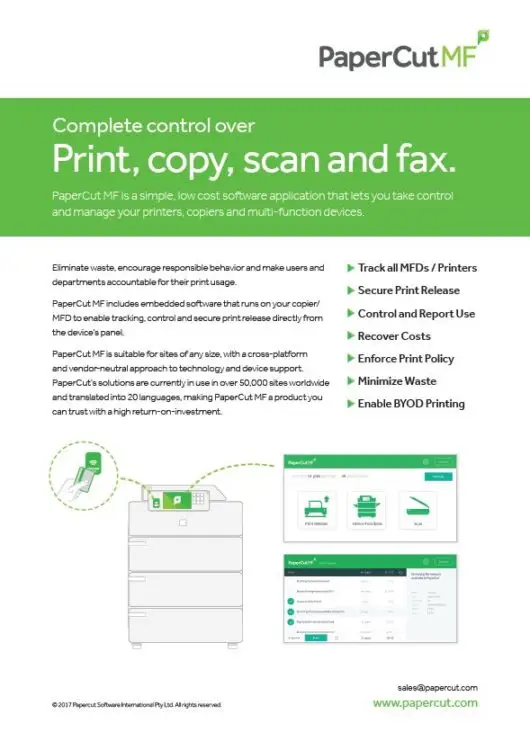 Papercut, Mf, Fact Sheet, Premier Technology Group