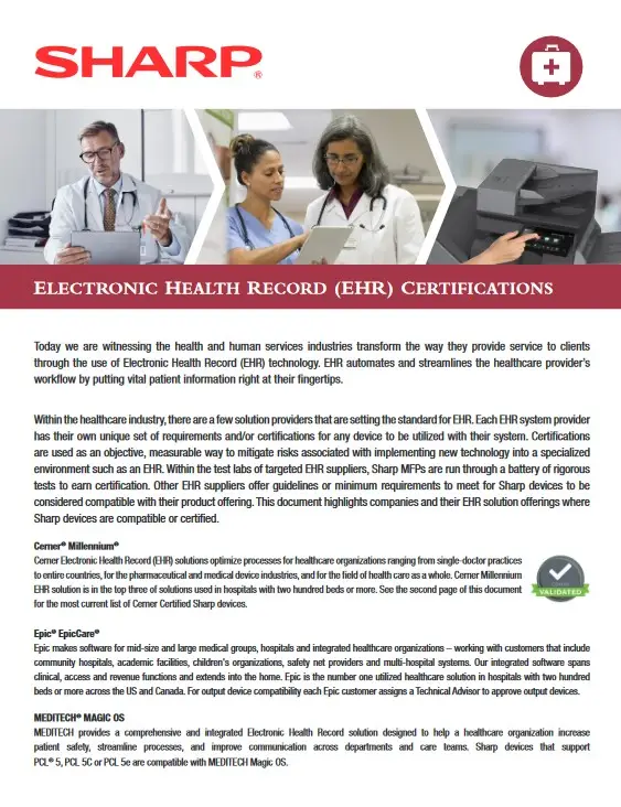 Sharp, Healthcare, Ehr, Emr, Application Compatibility, Premier Technology Group
