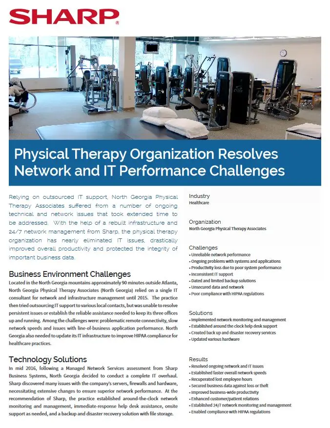 Sharp, Physical Therapy Organization, Case Study, Premier Technology Group