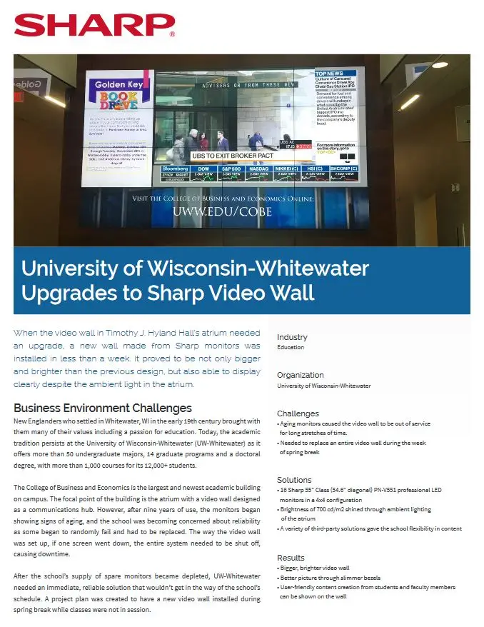 University Wisconsin, Video Wall, Case Study, education, Premier Technology Group
