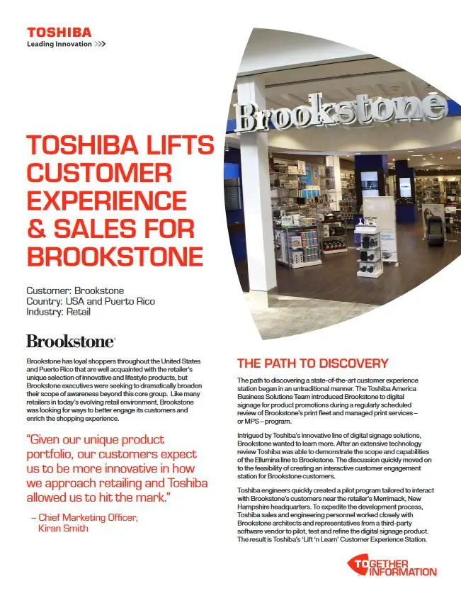 Brookstone, Case Study, Digital Signage, Toshiba, Premier Technology Group