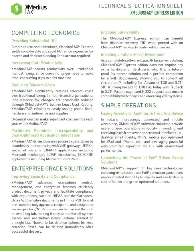 Xmedius Fax Express Edition Brochure, XMedius Fax, Premier Technology Group